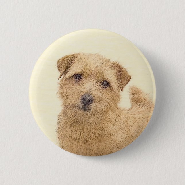 Norfolk Terrier Painting - Original Dog Art Pinback Button (Front)