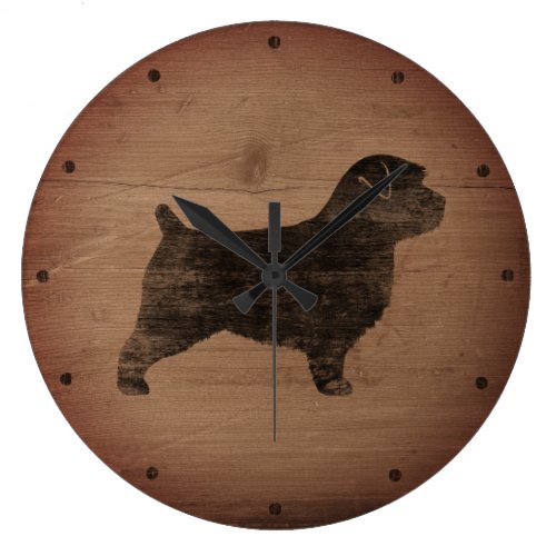Norfolk Terrier Silhouette Rustic Large Clock