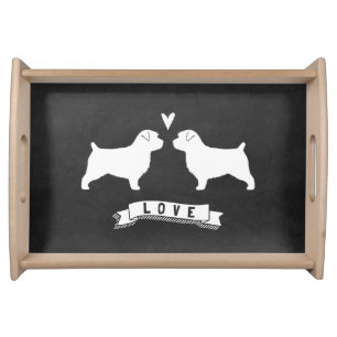 Norfolk Terrier Silhouettes Love Serving Tray