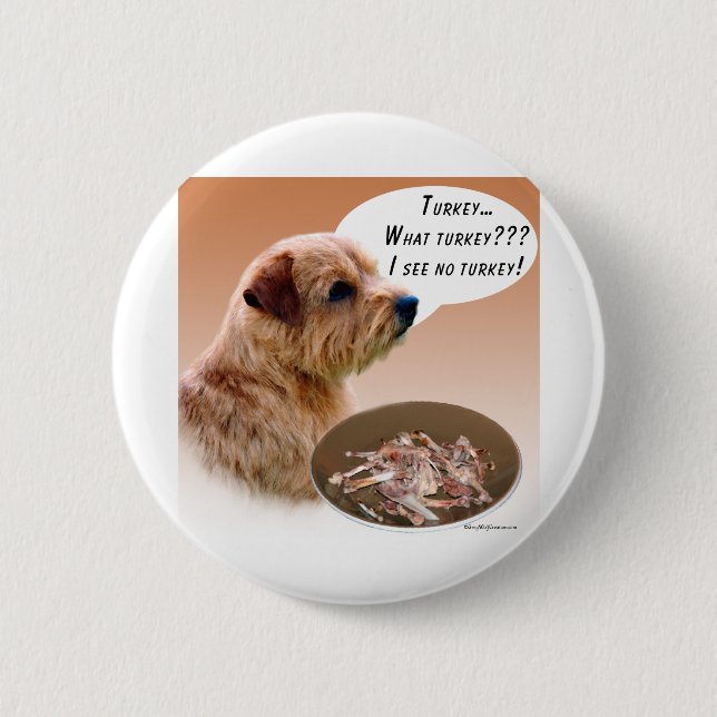 Norfolk Terrier Turkey Pinback Button (Front)