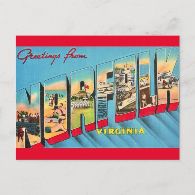 Norfolk VA Greeting Postcard  (Front)