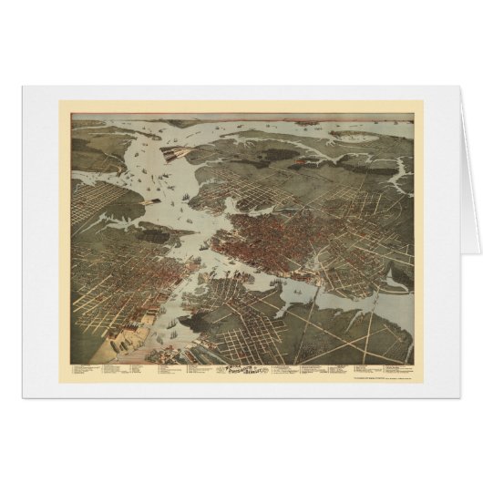 Norfolk, VA Panoramic Map - 1891 Cards (Front Horizontal)