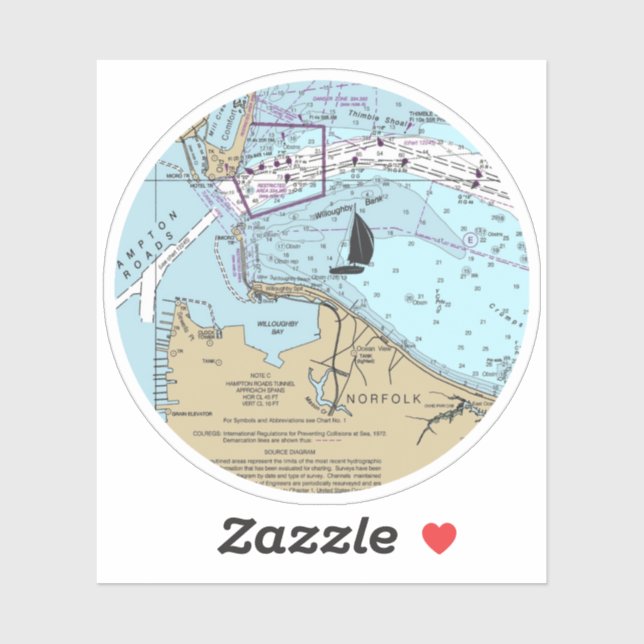 Norfolk Virginia Chart Sticker (Sheet)