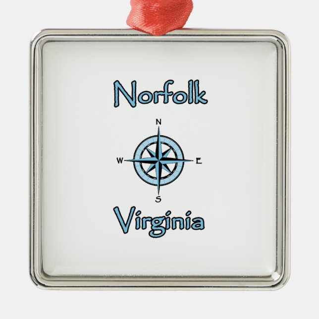 Norfolk Virginia Compass Rose Logo Metal Ornament (Front)