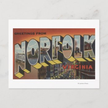 Norfolk  Virginia - Large Letter Scenes Postcard by LanternPress at Zazzle