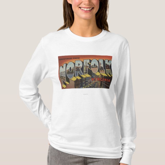 Norfolk, Virginia - Large Letter Scenes T-Shirt (Front)