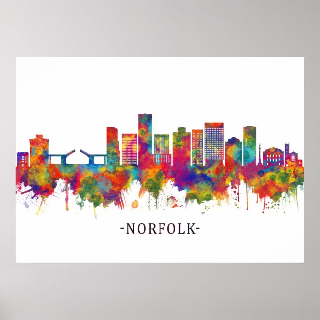 Norfolk Virginia Skyline Poster (Front)