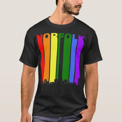 Norfolk Virginia Skyline Rainbow LGBT Gay Pride  T_Shirt