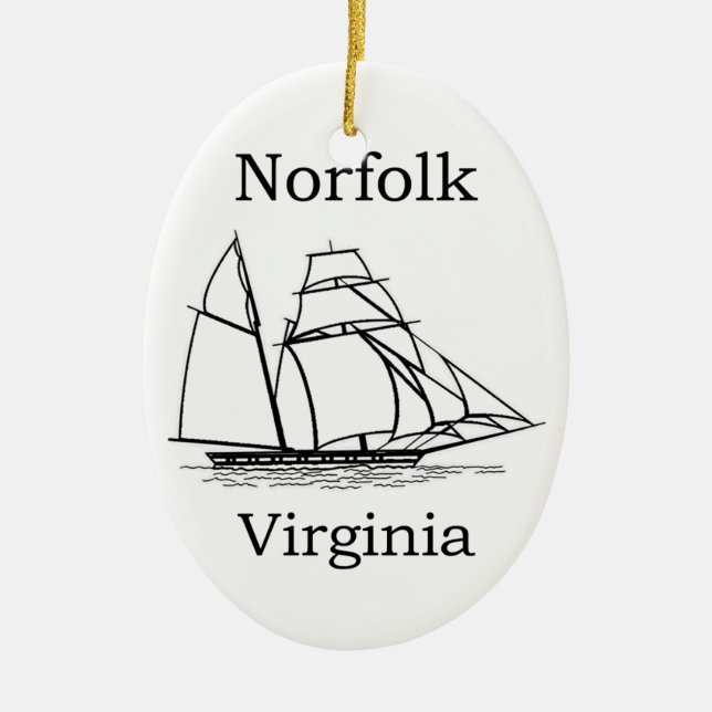 Norfolk Virginia Tall Ships Logo Ceramic Ornament (Front)