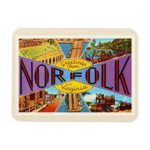 Norfolk Virginia VA Old Vintage Travel Postcard- Magnet