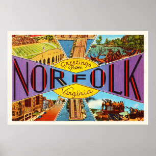 Norfolk Virginia VA Old Vintage Travel Postcard- Poster