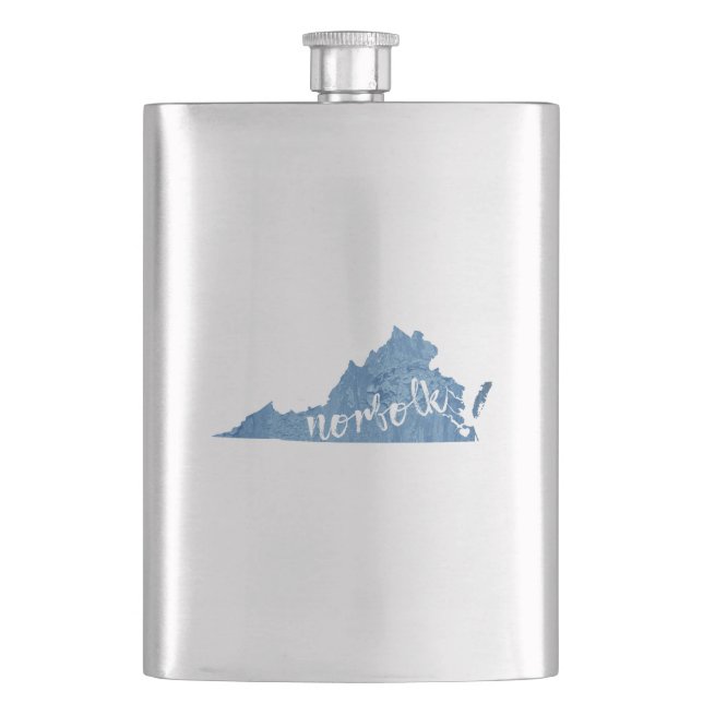 Norfolk Virginia Wood Grain Flask (Front)