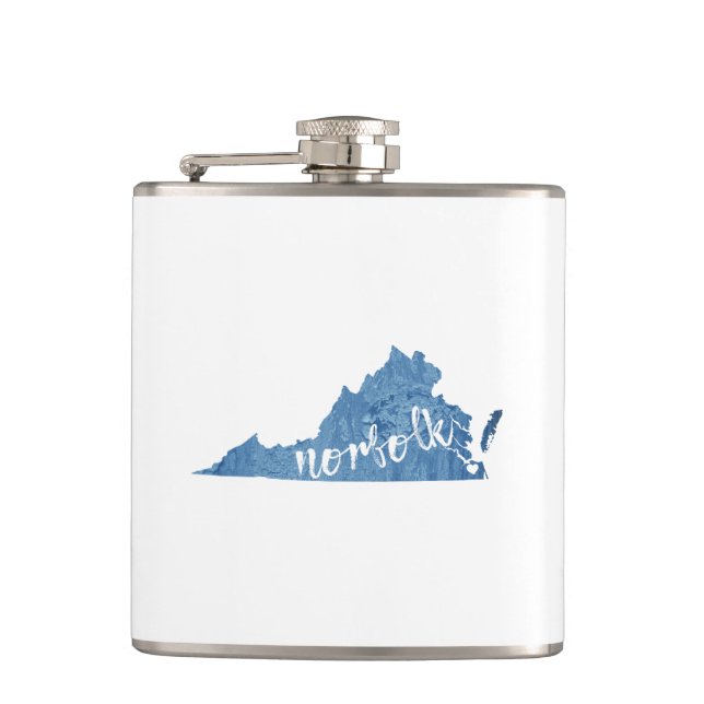 Norfolk Virginia Wood Grain Flask (Front)