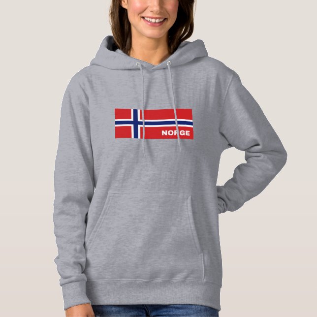 Norge in Norwegian Flag Hoodie (Front)