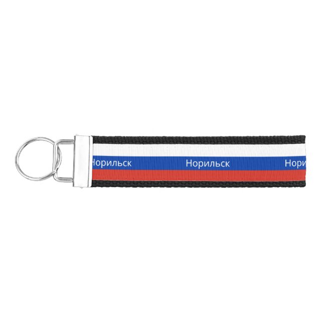 Norilsk  in Russian Flag Wrist Keychain (Keys on Left)