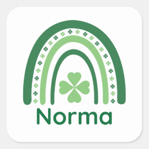 Norma Name Clover Boho Rainbow Square Sticker