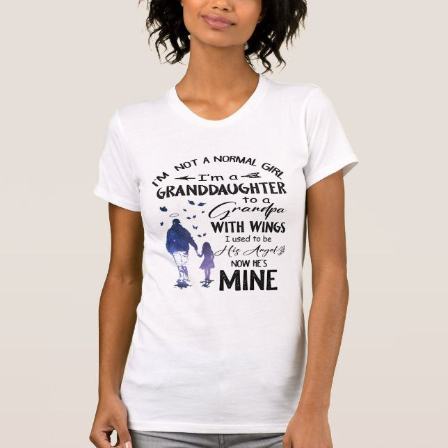 Normal Girl Granddaughter Grandpa With Wings Angel T-Shirt (Front)