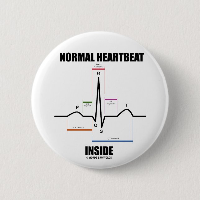Normal Heartbeat Inside (ECG EKG) Button (Front)