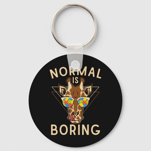 Normal Is Boring Autism Awareness Giraffe  Keychain (Front)