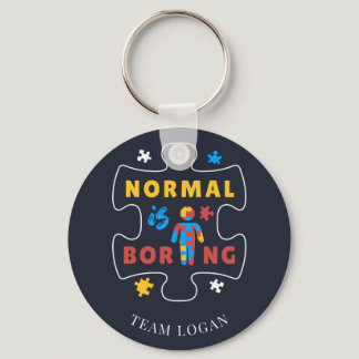 Normal is Boring Autism Awareness Puzzle Piece Keychain