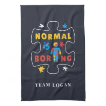 Normal is Boring Autism Awareness Puzzle Piece Kitchen Towel