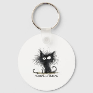Normal Is Boring Funny Cat Graphic Tee Men Women Keychain