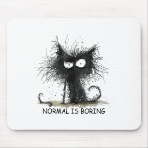 Normal Is Boring Funny Cat Graphic Tee Men Women Mouse Pad