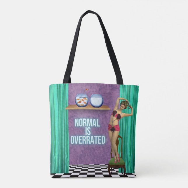 Normal is Overrated Funky & Fun All Over Tote Bag (Back)