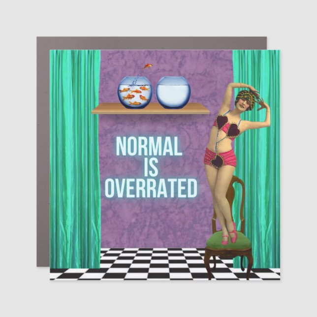 Normal is Overrated Funky & Fun Altered Art  Car Magnet (Front)