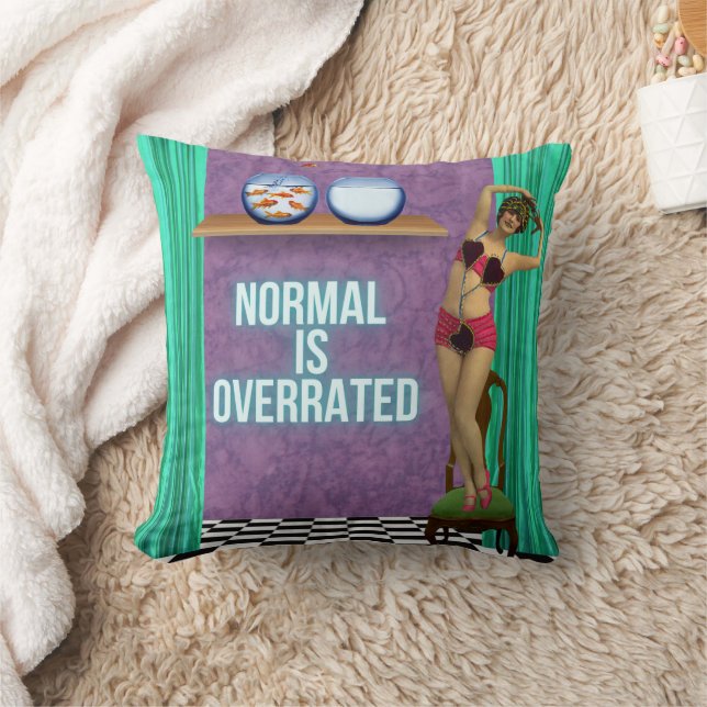 Normal is Overrated Funky & Fun Altered Art  Throw Pillow (Blanket)