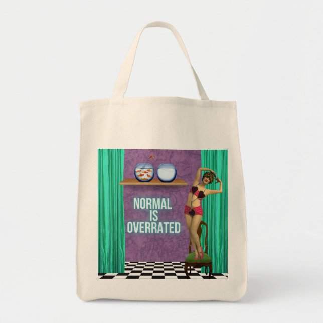 Normal is Overrated Funky & Fun Altered Art  Tote Bag (Front)