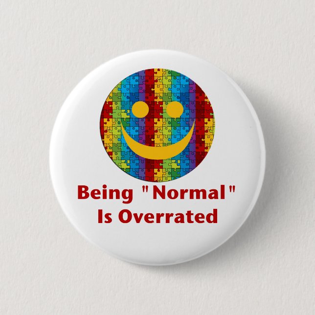 Normal Overrated (red/autism) Pinback Button (Front)