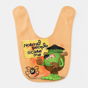 'Normal People Scare Me' Frankenstein Character Baby Bib