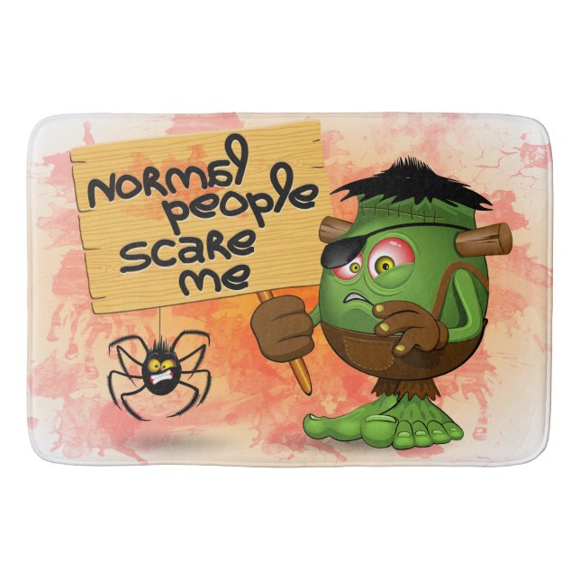 'Normal People Scare Me' Frankenstein Character Bath Mat (Front)