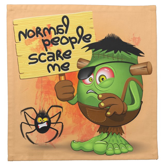'Normal People Scare Me' Frankenstein Character Cloth Napkin (Front)