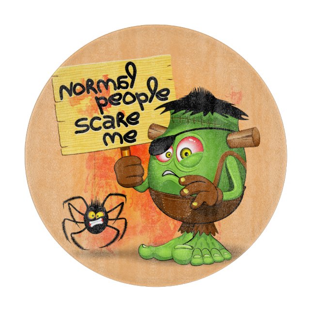 'Normal People Scare Me' Frankenstein Character Cutting Board (Front)