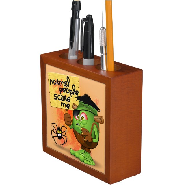 'Normal People Scare Me' Frankenstein Character Desk Organizer (In Situ)