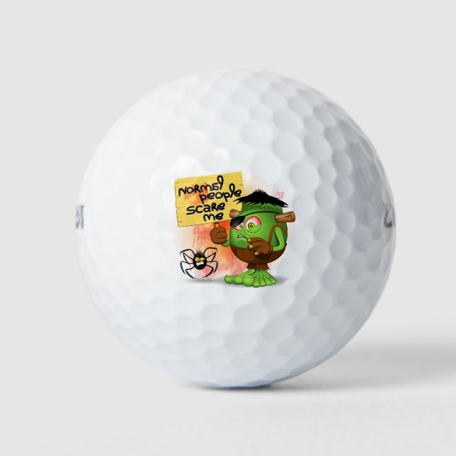 'Normal People Scare Me' Frankenstein Character Golf Balls (Front)