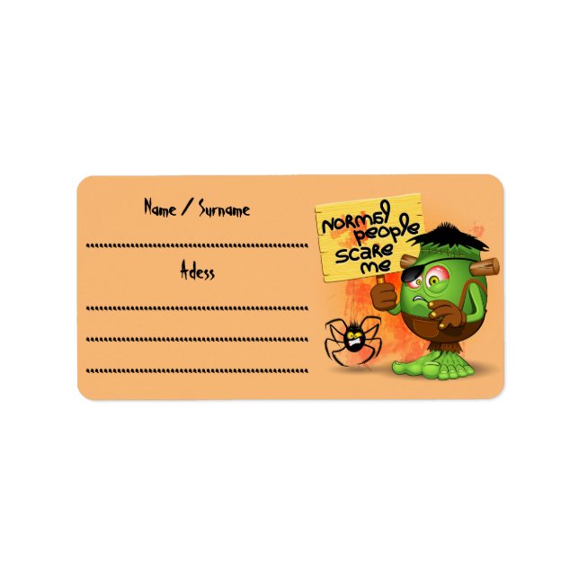 'Normal People Scare Me' Frankenstein Character Label (Front)