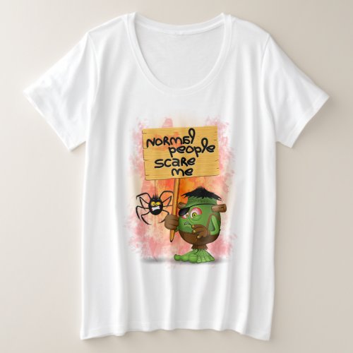Normal People Scare Me Frankenstein Character Plus Size T_Shirt