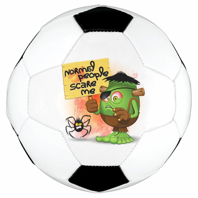 'Normal People Scare Me' Frankenstein Character Soccer Ball (Front)