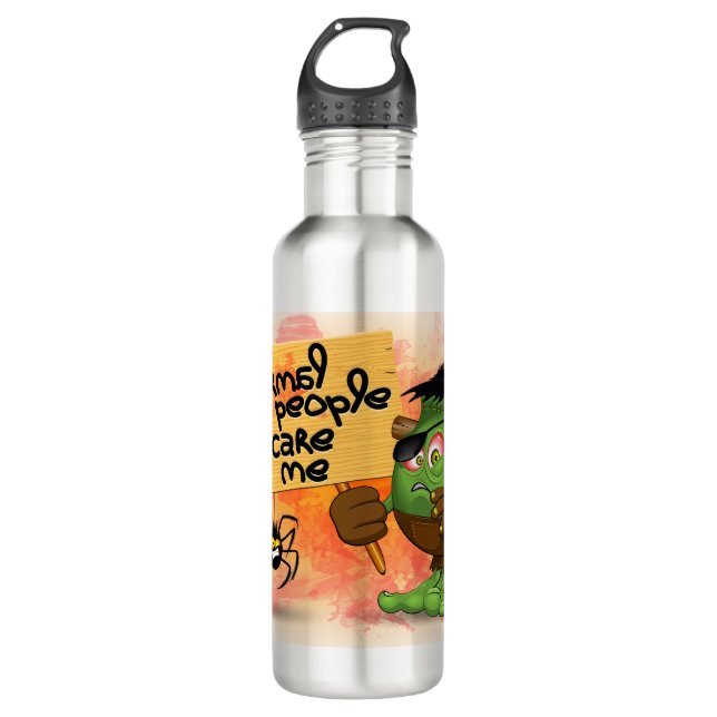 'Normal People Scare Me' Frankenstein Character Stainless Steel Water Bottle (Front)