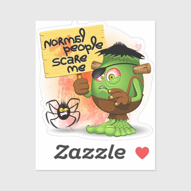 'Normal People Scare Me' Frankenstein Character Sticker (Sheet)