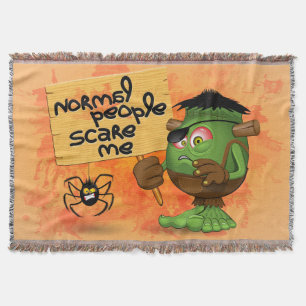'Normal People Scare Me' Frankenstein Character Throw Blanket