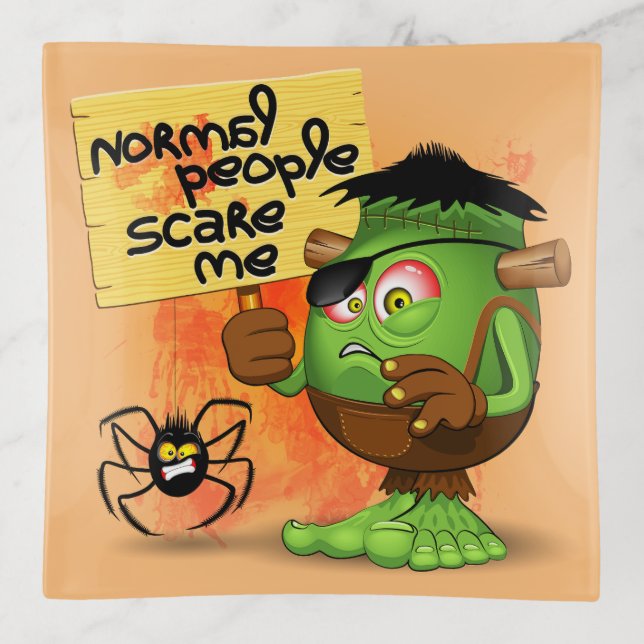 'Normal People Scare Me' Frankenstein Character Trinket Tray (Front)