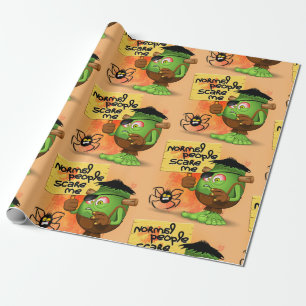 'Normal People Scare Me' Frankenstein Character Wrapping Paper