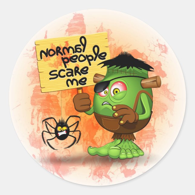 'Normal People Scare Me' Humorous Frankenstein Classic Round Sticker (Front)