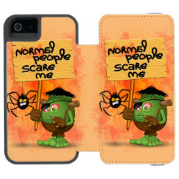 &#39;Normal People Scare Me&#39; Humorous Frankenstein iPhone SE/5/5s Wallet Case