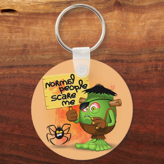 'Normal People Scare Me' Humorous Frankenstein Keychain (Front)