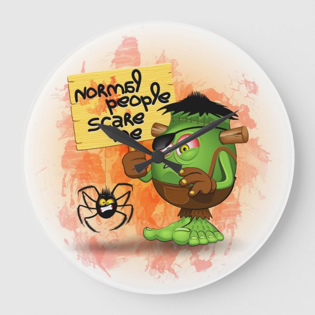 'Normal People Scare Me' Humorous Frankenstein Large Clock (Front)